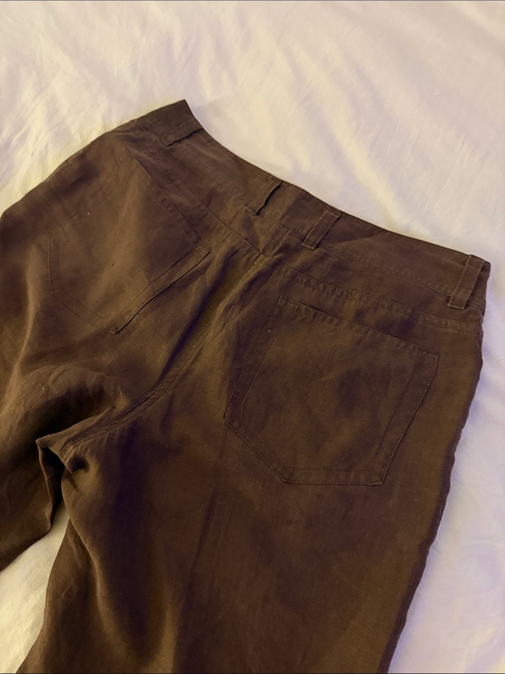 Eileen Fisher Wide-Leg Linen Blend Pants - Dark Brown - Picture 8 of 9
